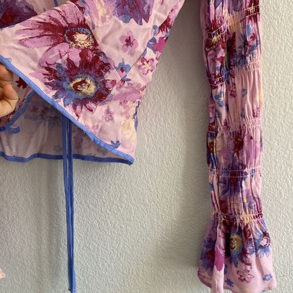 Free People Floral Print Tie Front Top - Picture 5 of 7